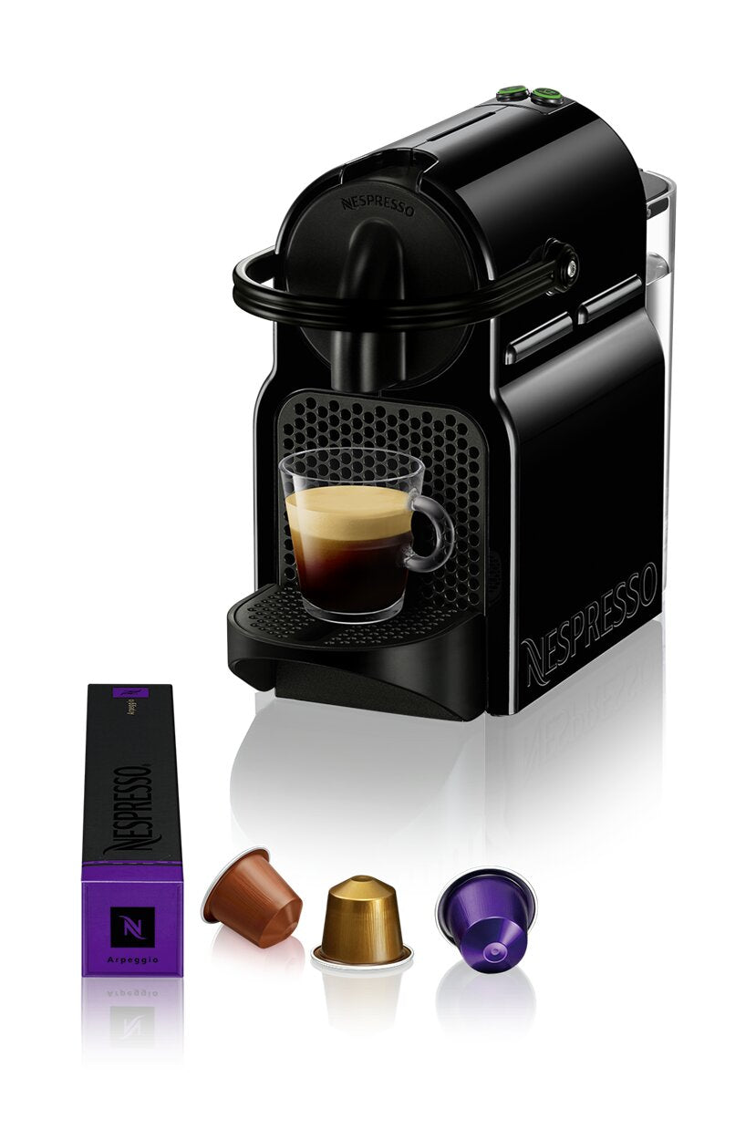 NESPRESSO Inissia D40 Black Coffee MachineKitchen AppliancesWith a tiny footprint, compact, lightweight and equipped with an ergonomic handle, the Nespresso Inissia is a smart little coffee machine to make your life easier. Inissia is available in a full
